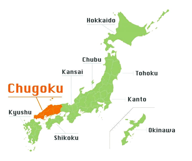 Bản đồ vùng Chugoku Nhật Bản