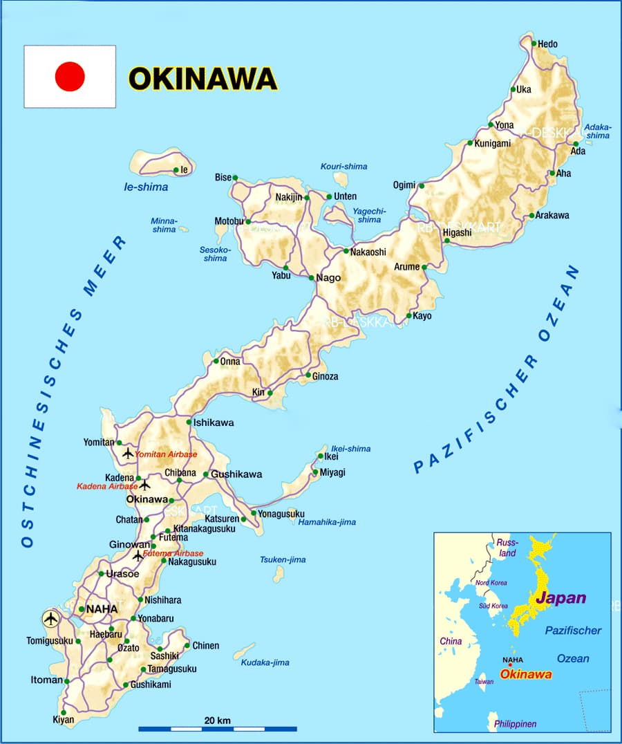 Đảo Okinawa Nhật Bản: Viên ngọc xanh của xứ Phù Tang Bản đồ vùng Okinawa Nhật Bản