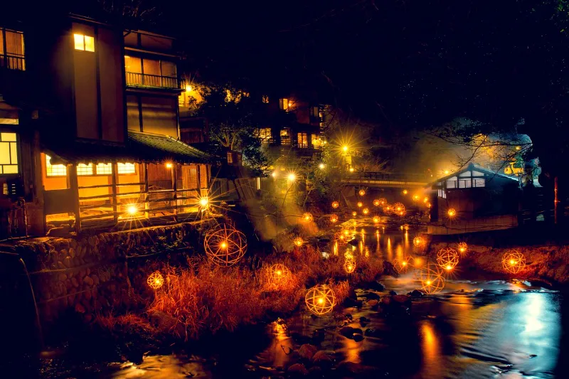 Kurokawa Onsen Mùa Đông: Bản Tình Ca Ánh Sáng Và Hơi Ấm Giữa Lòng Kyushu Kurokawa Onsen Mùa Đông