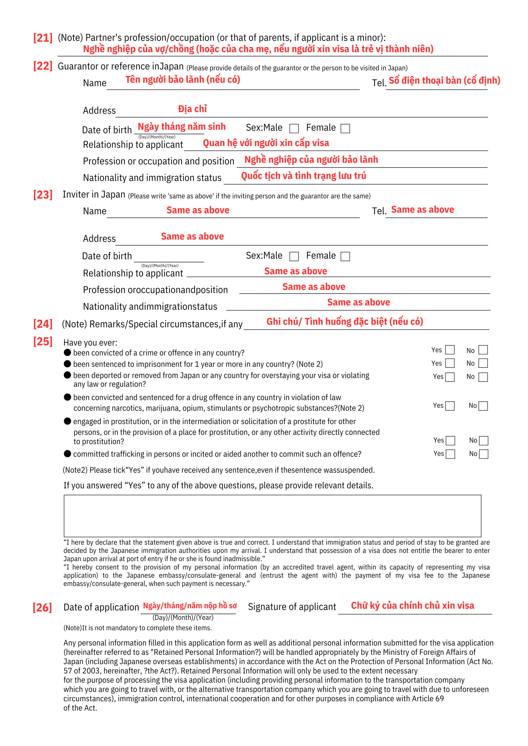 Tờ khai xin Visa Nhật Bản 2026 và Hướng dẫn điền chi tiết từ A - Z